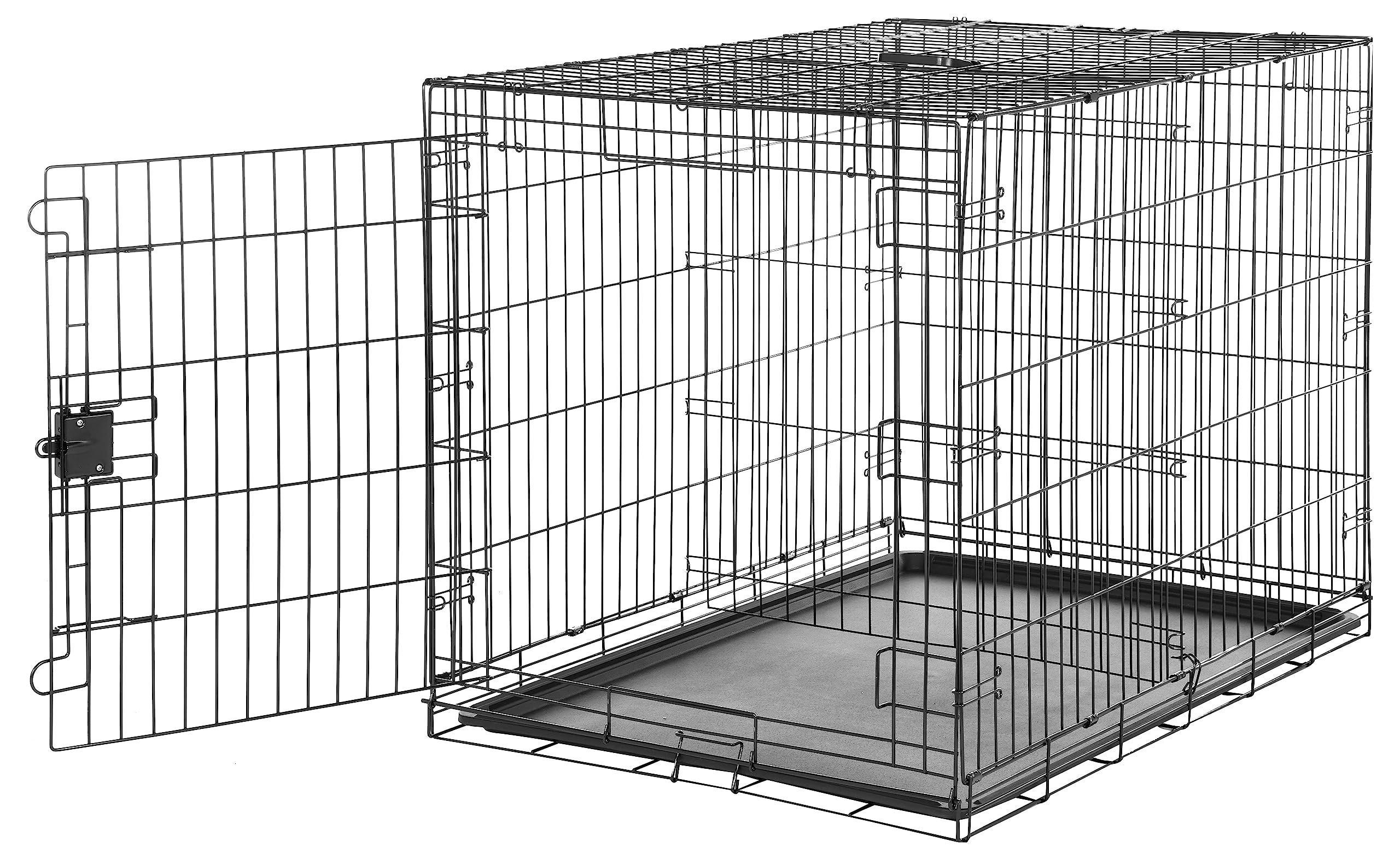 Amazon Basics Durable, Foldable Metal Wire Dog Crate with Tray, Single Door, 42 x 28 x 30 in, Bla... | Amazon (US)