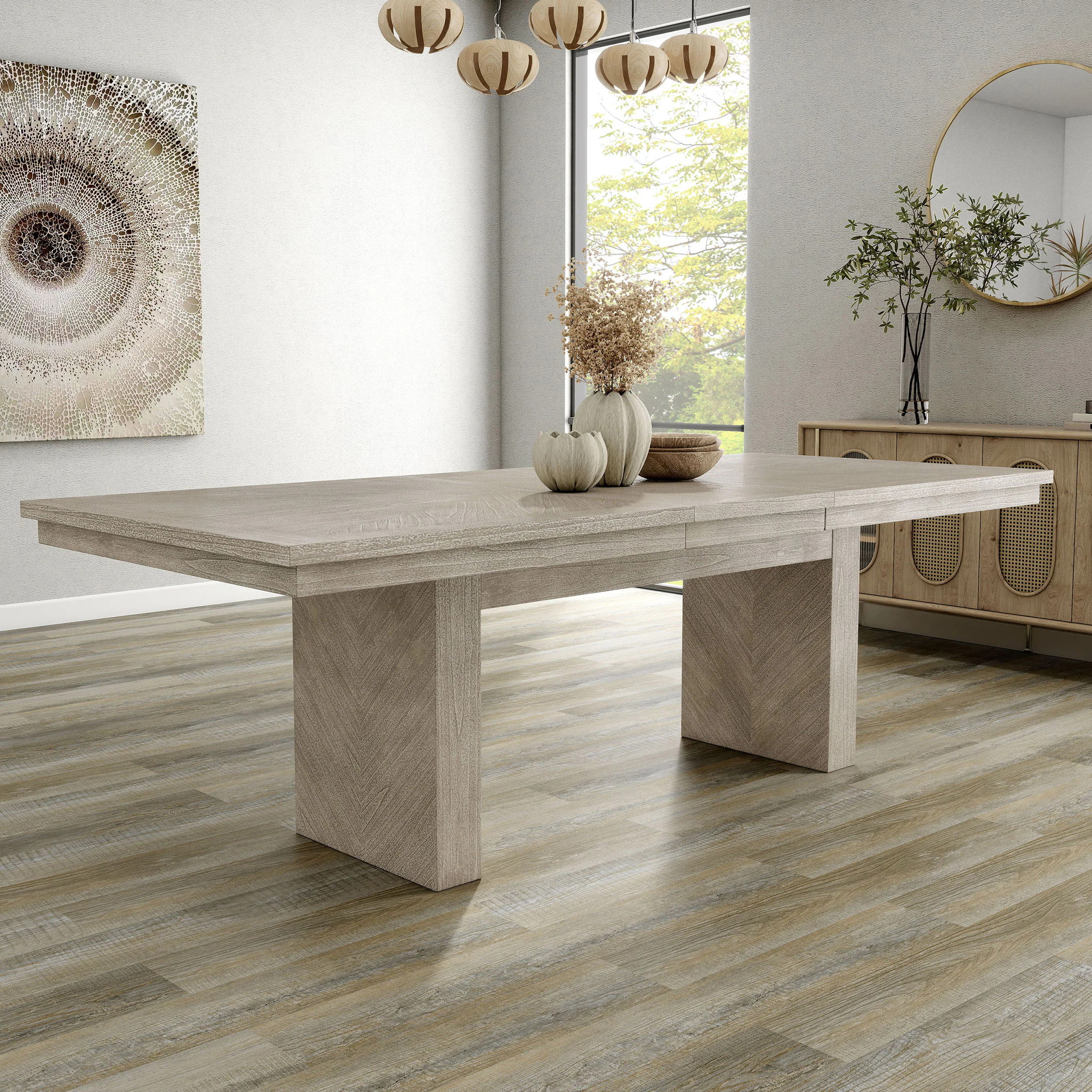 Furniture of America Bronin Natural Contemporary/Modern Extending Drop leaf Wood Dining Table, with Natural Finish and Wood 40-in L x 30-in H Large | Lowe's