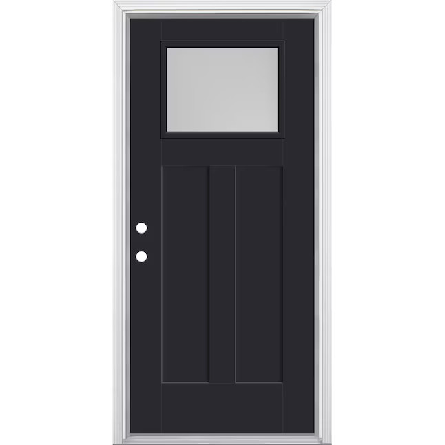 Masonite 36-in x 80-in x 4-9/16-in Fiberglass Craftsman Right-hand inswing Peppercorn Painted Pre... | Lowe's