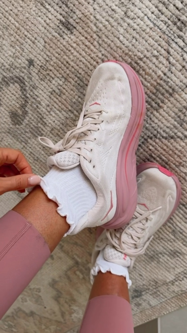 I have loved these Hokas! Super comfortable & love this colorway! Adding my ruffle socks for a fun touch! Loverly Grey, hokas, ruffle socks, tennis shoes, sneakers



#LTKootd #LTKActive