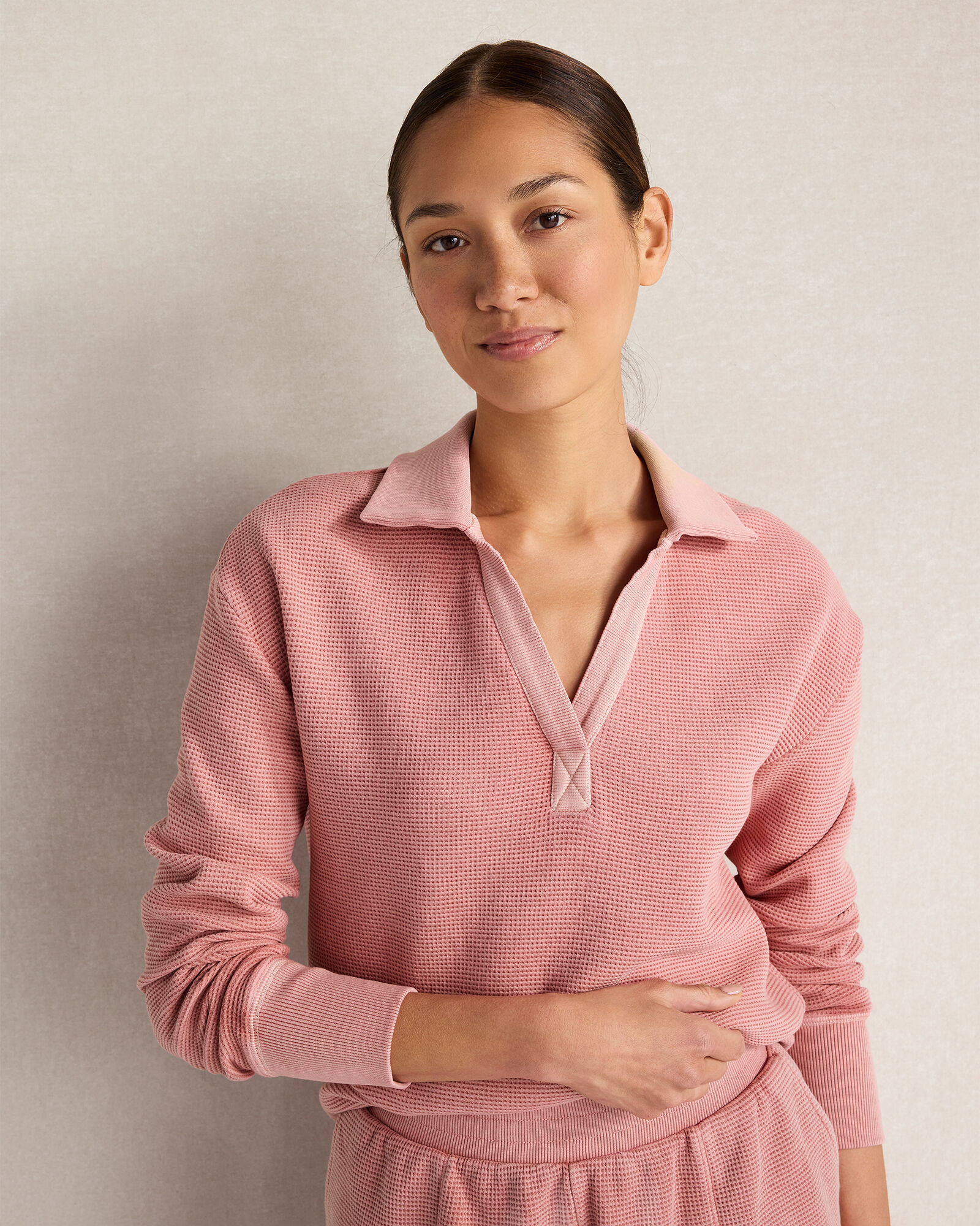 Resti Organic Cotton Waffle Johnny Collar Top | Haven Well Within