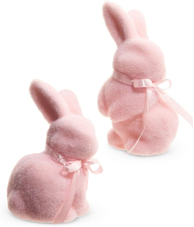 Raz Imports 2024 Easter 7.25" Pastel Pink Flocked Bunnies, Assorted of 2 | Amazon (US)