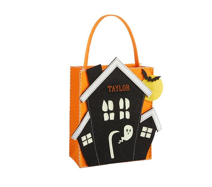 Glow-in-the-Dark Haunted House Felted Treat Bag | Pottery Barn Kids