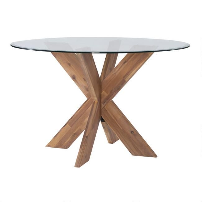 Kent Round Acacia Wood and Glass Top Dining Table | World Market