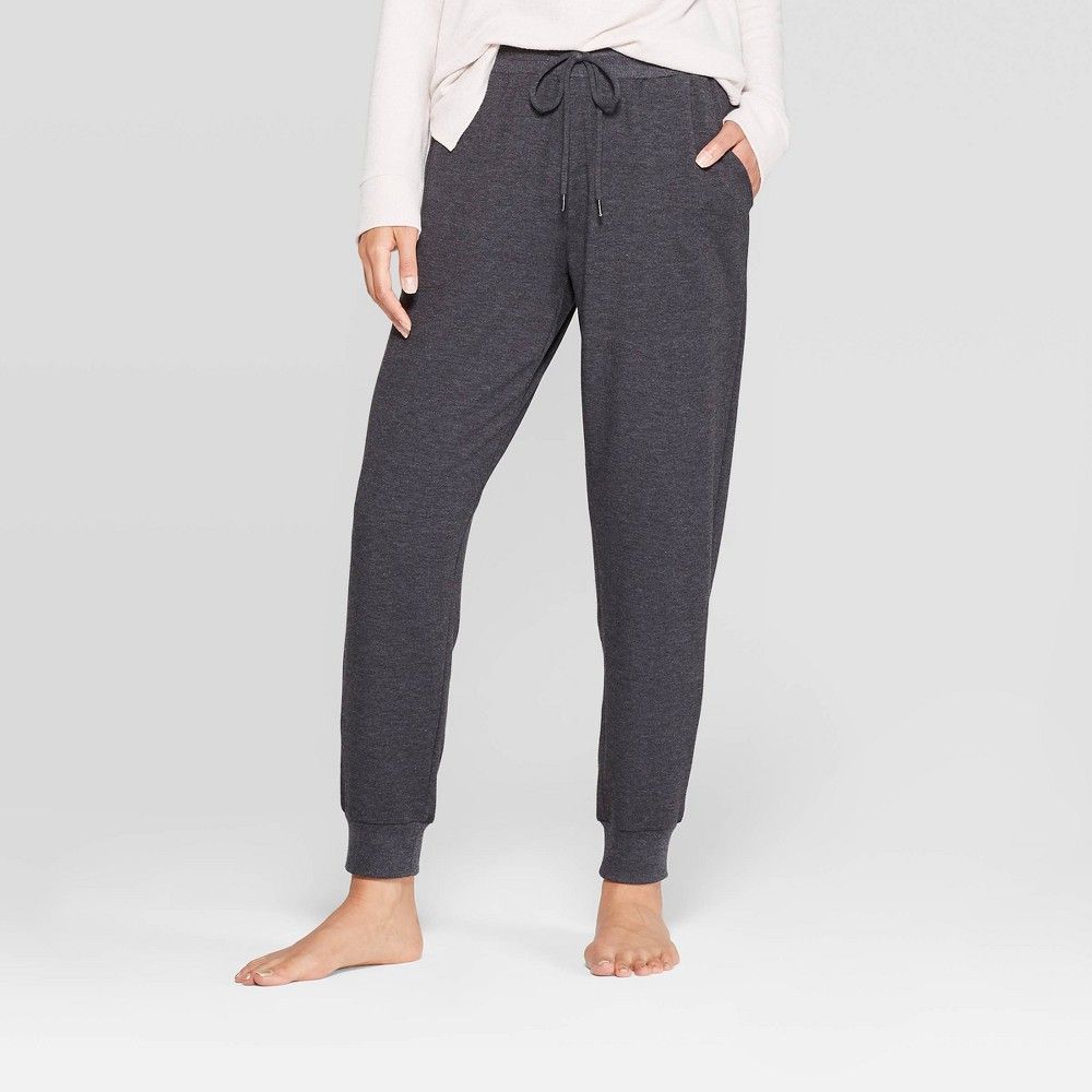 Women's Beautifully Soft Fleece Lounge Jogger Pants - Stars Above Charcoal M, Grey | Target