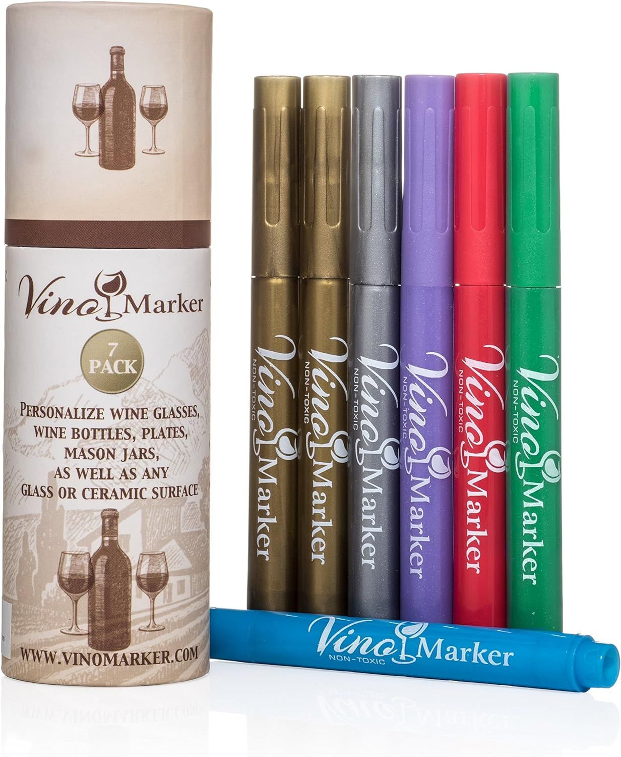 Vino Marker Wine Glass Pens Washable Drink Markers - Perfect For Holiday Parties, Home Bar Access... | Amazon (US)
