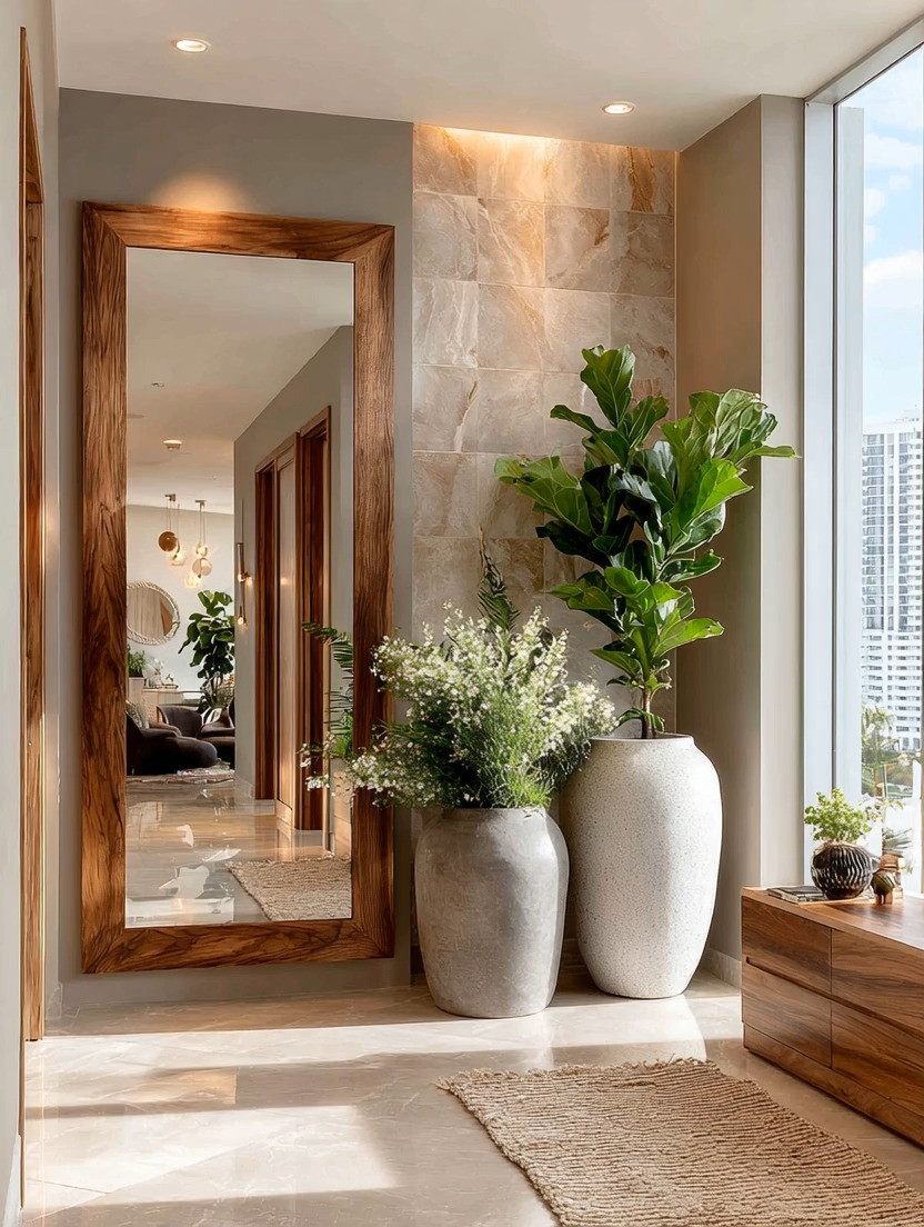 Do you feel like your home has too much stone?

Stone walls, stone floors, marble counters, they all look beautiful on their own, but when everything comes together, the space can start to feel a little cold or overly structured.

This is where balance becomes important.

A natural wood frame mirror is one of the simplest ways to soften that look without taking away the elegance. The mirror itself reflects light and opens up the space, while the wood frame brings warmth and grounding energy into the room.

It’s not about replacing the stone, it’s about balancing it.

Now take it one step further. Pair that wood frame mirror with an oversized plant in a corner. The greenery introduces life, softness, and movement, completing the space in a way that feels natural and effortless.

This combination transforms a space from structured to inviting, from cold to curated.

Wood frame mirrors are one of those pieces that quietly elevate a hallway, an entryway, or even a corner without overwhelming the design. They work with light spaces, dark tones, and everything in between.

We’ve curated a selection of oversized wood frame mirrors and statement planters with greenery so you can create this balanced, elevated look in your home. Everything is linked below.

#HomeStyling #LTKHome #InteriorDesign 

 #LTKHome