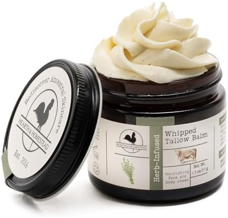 Hearth and Homestead: Handmade Whipped Tallow Balm (Unscented/Herb-Infused) - Organic Body Butter... | Amazon (US)