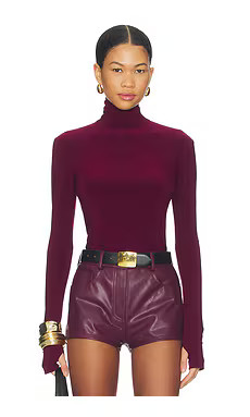 Norma Kamali Slim Fit Long Sleeve Turtle Top in Plum from Revolve.com | Revolve Clothing (Global)