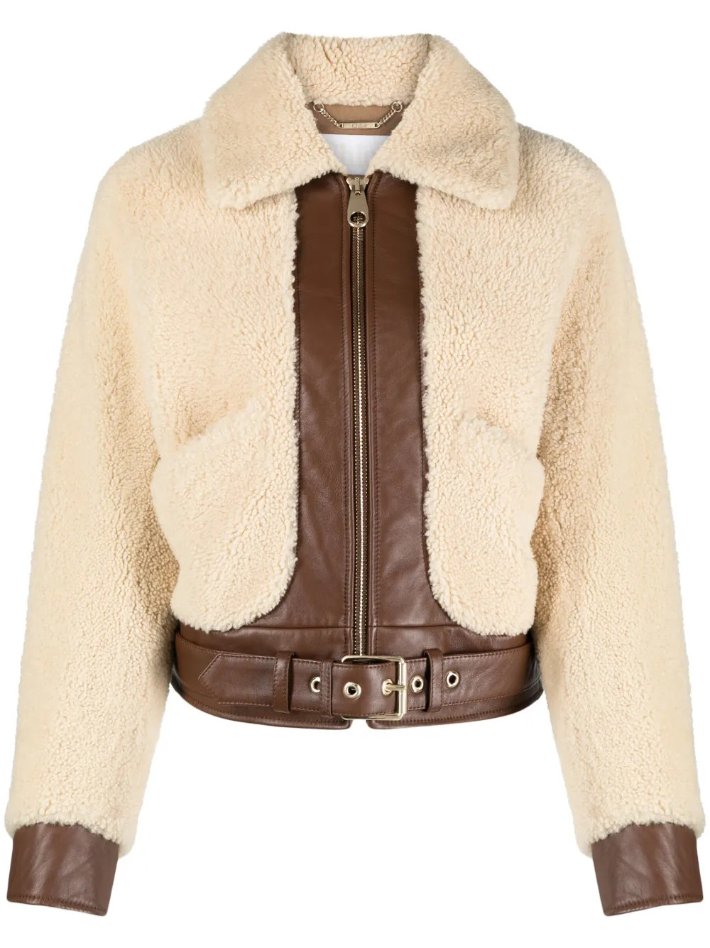 Chloé Shearling Leather Bomber Jacket | Brown | FARFETCH | Farfetch Global