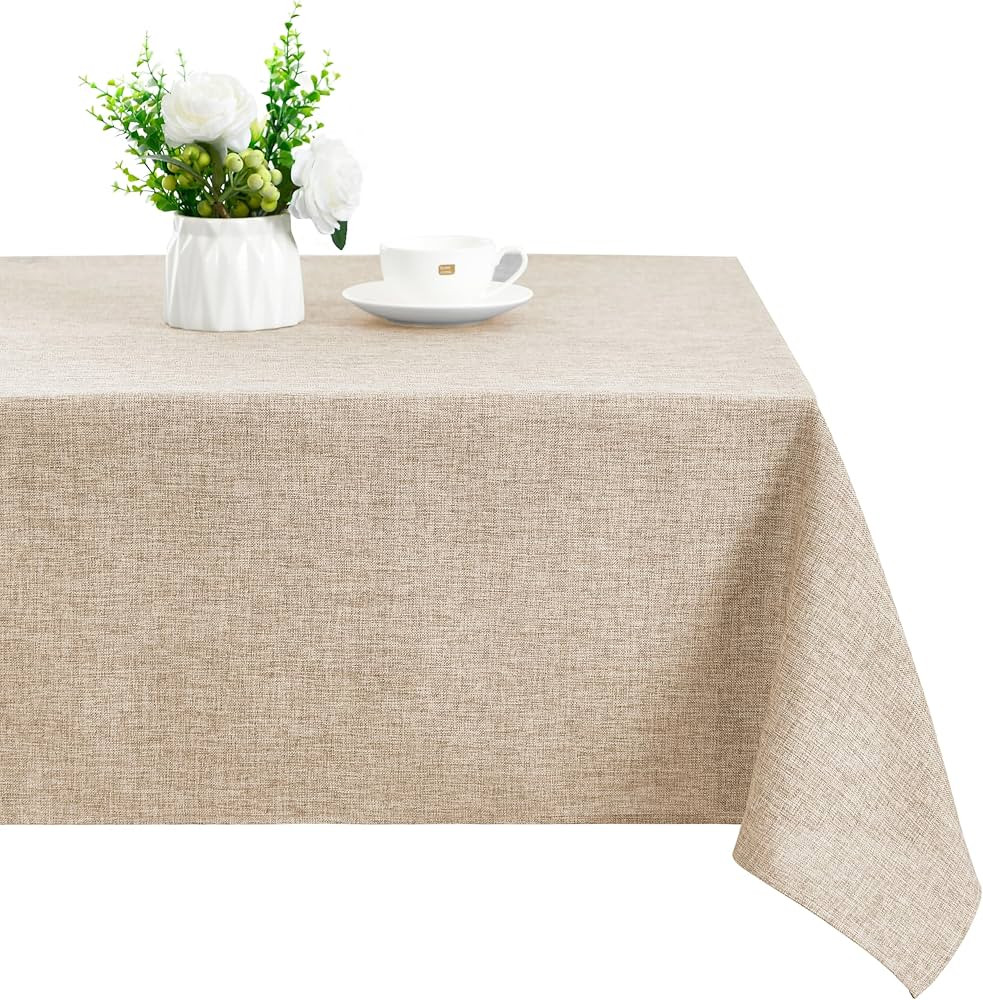 XWZO Faux Linen Tablecloth Rectangular - Wrinkle Free, Washable Rust-Proof Rectangle Table Cloth ... | Amazon (CA)