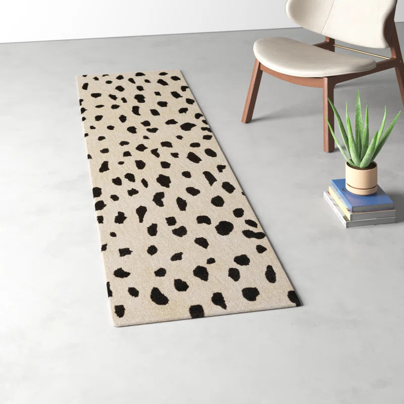 Giovanni Animal Print Handmade Tufted Wool Beige/Black Area Rug | Wayfair North America
