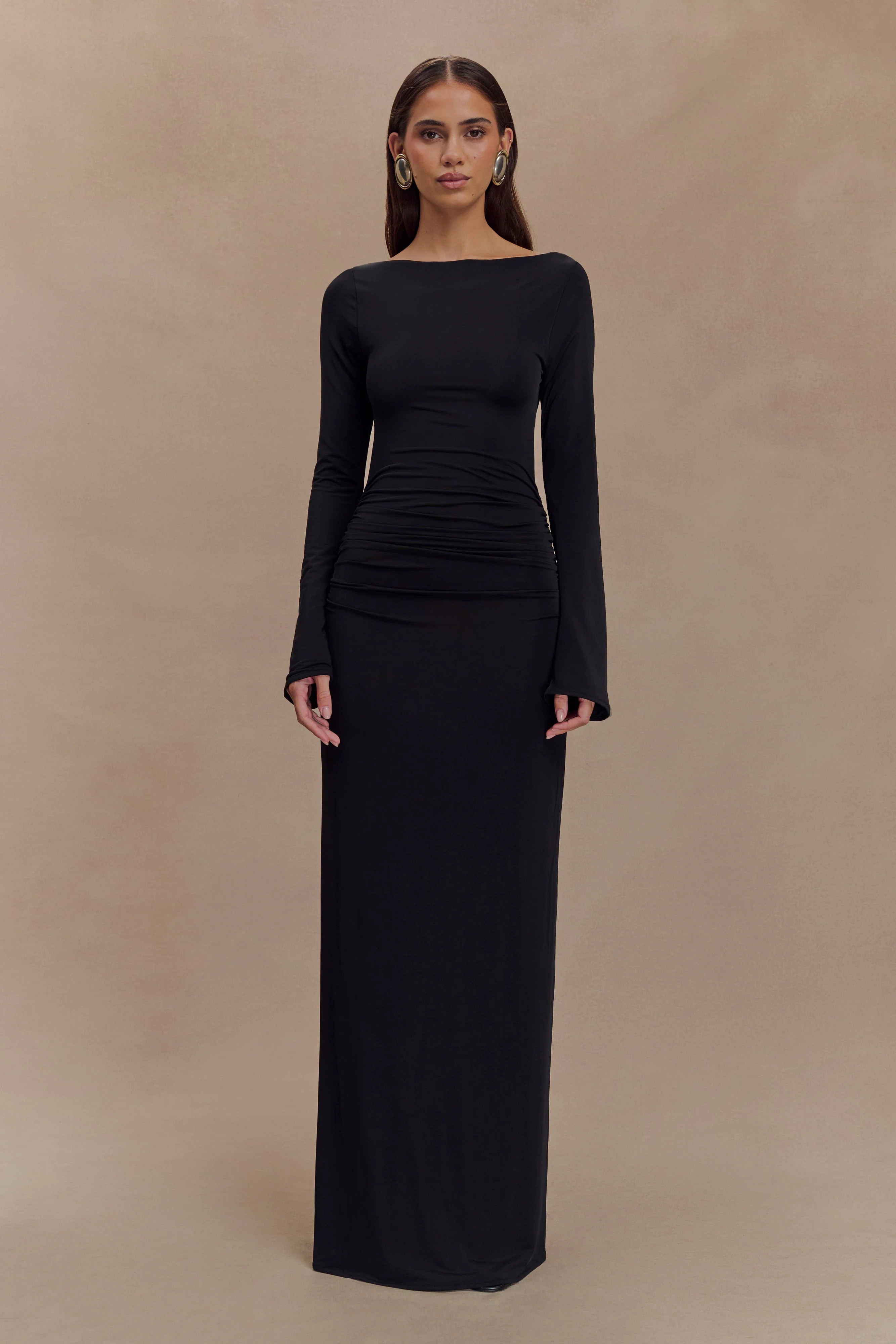 Vienna Slinky Cut Out Maxi Dress - Black | MESHKI US