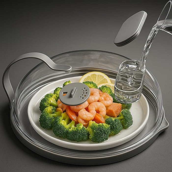 Microwave Splatter Cover with Water Steamer for Food - 10 Inch Steam Microwave Splatter Guard wit... | Amazon (US)