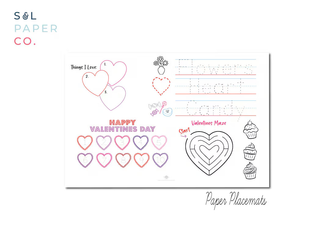Valentines Paper Placemats Valentine's Day Paper - Etsy | Etsy (US)