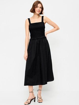 Fit & Flare Smocked-Bodice Midi Dress | Old Navy (US)