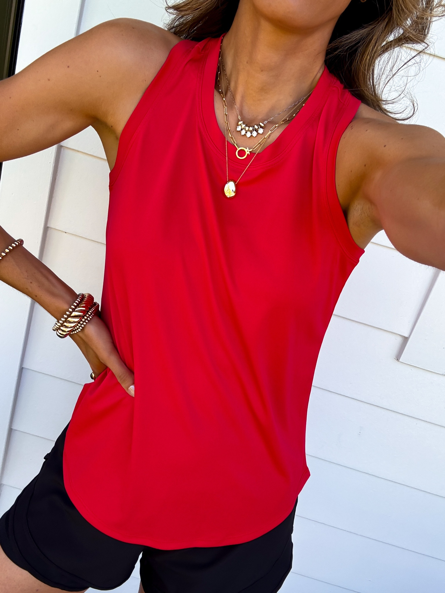 Wearing a xsmall tank and shorts. 

#LTKActive #LTKselfcare #LTKfitnessgoals