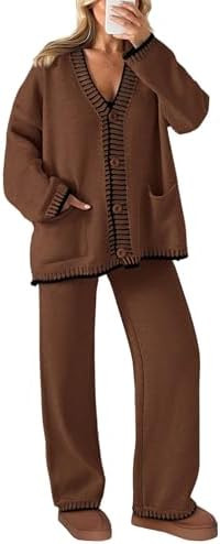 PRETTYGARDEN Lounge Sets for Women Fall 2025 Loungewear 2 Piece Outfits Cardigan Sweaters Track S... | Amazon (US)