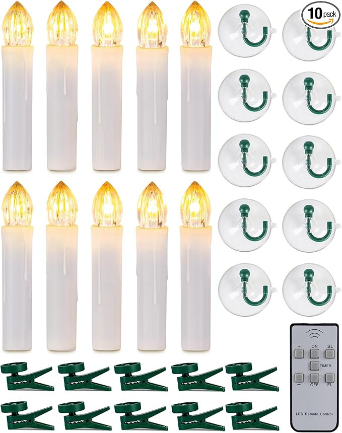 Homemory 10 Pcs Clip On Candles for Christmas Tree with Remote and Timer, Flickering LED Window C... | Amazon (US)