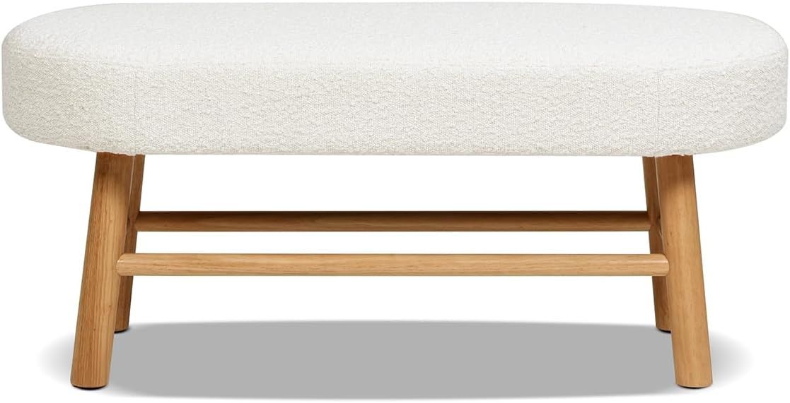 Jennifer Taylor Home Fuji Upholstered Bedroom Accent Bench, Ivory White Boucle | Amazon (US)
