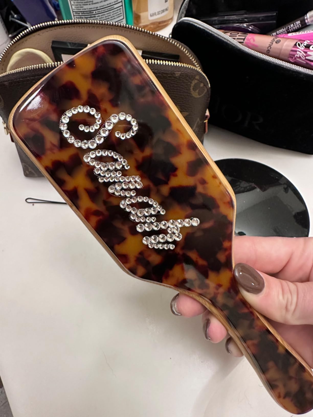 Rhinestone Personalized Brushes Turtle Color Name Hair Brush Handmade Rhinestones Hairbrush | Nat... | Amazon (US)