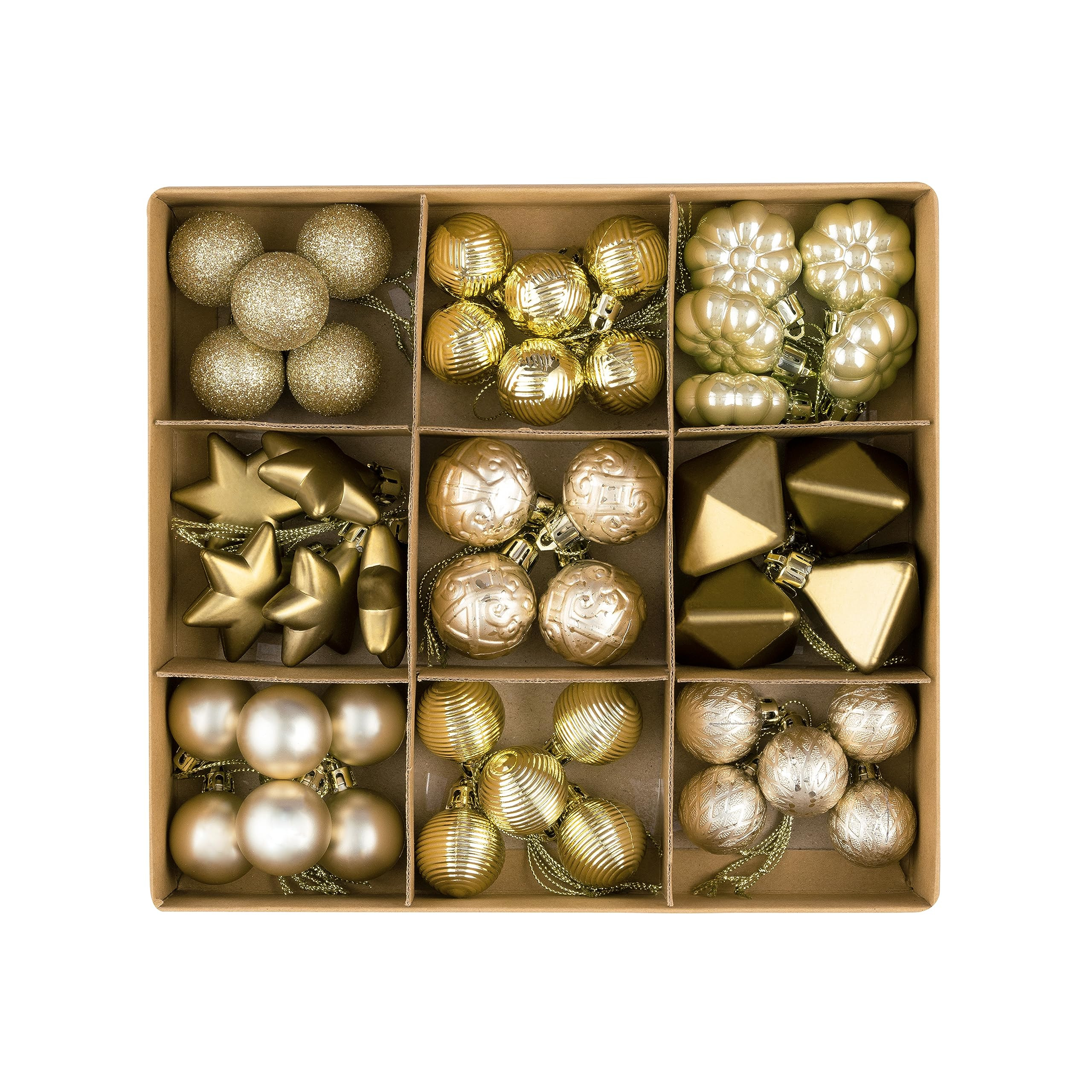 DecorbyHannah Mini Christmas Ornaments, 45ct Small Gold Ornaments for Christmas Tree Decorations,... | Amazon (US)