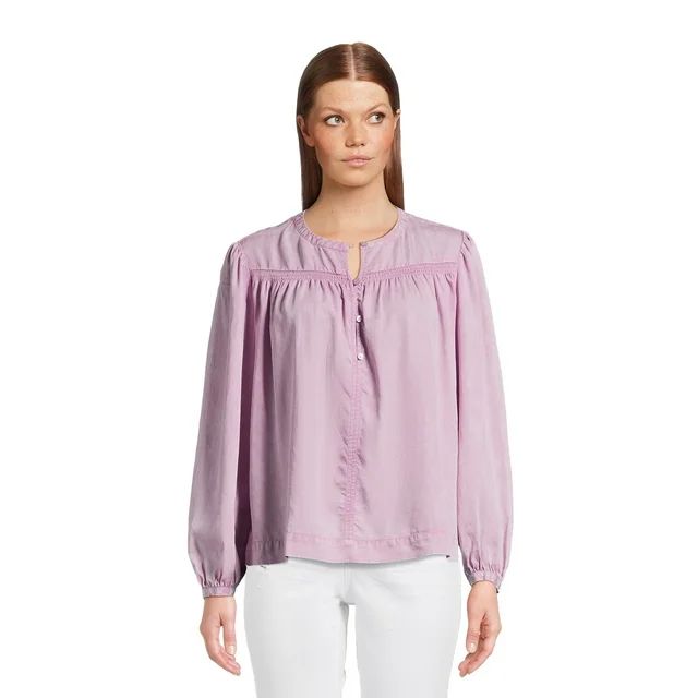 Time and Tru Women’s Smocked Top with Long Sleeves, Sizes XS-XXXL | Walmart (US)