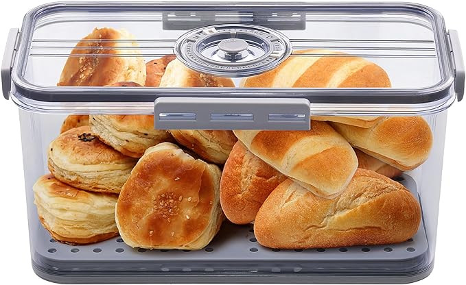 Bread Box for Homemade Bread Boxes for Kitchen Counter Airtight, Time Recording Bread Storage Con... | Amazon (US)