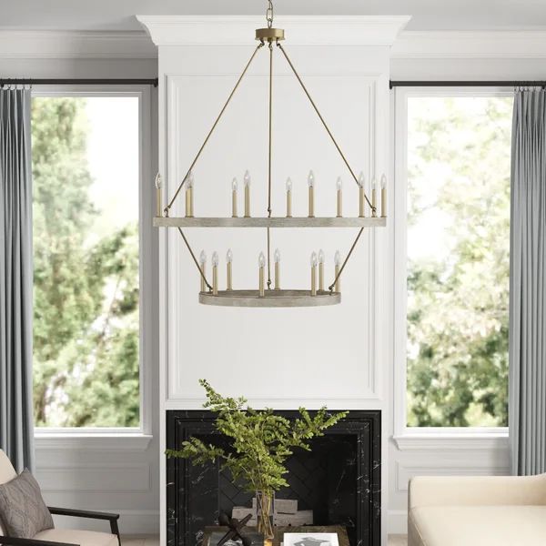 Finchley 20 - Light Candle Style Wagon Wheel Chandelier | Wayfair North America