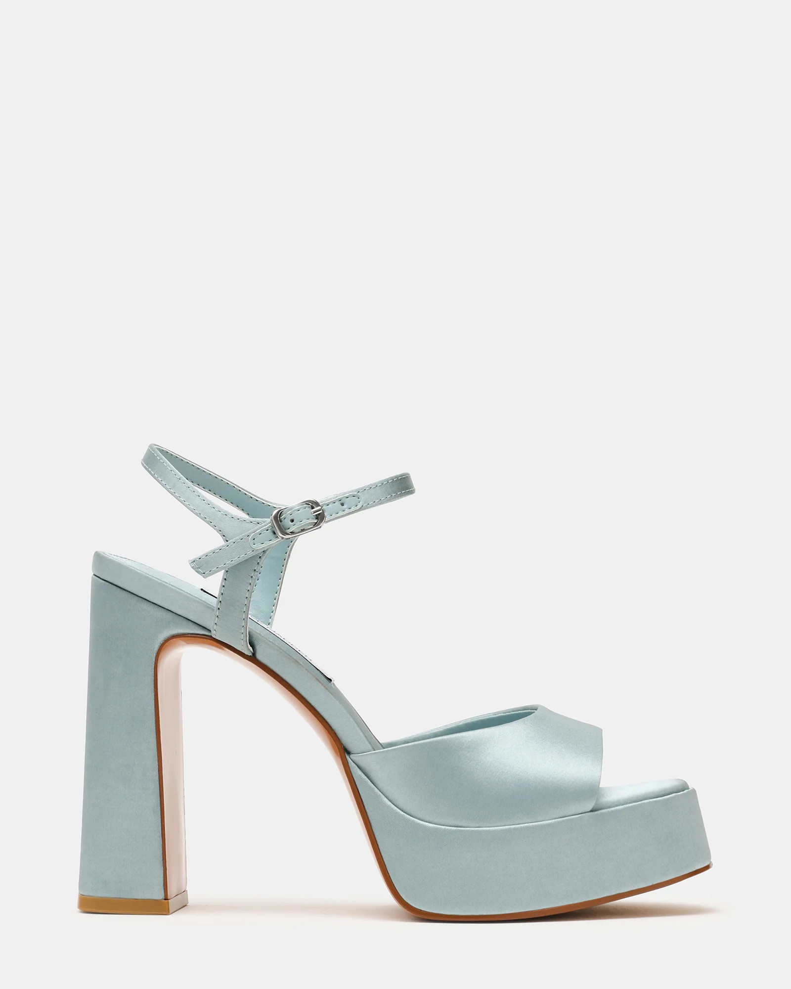 LIANDRA Teal Satin Square-Toe Platform Women's Heel | Steve Madden (US)