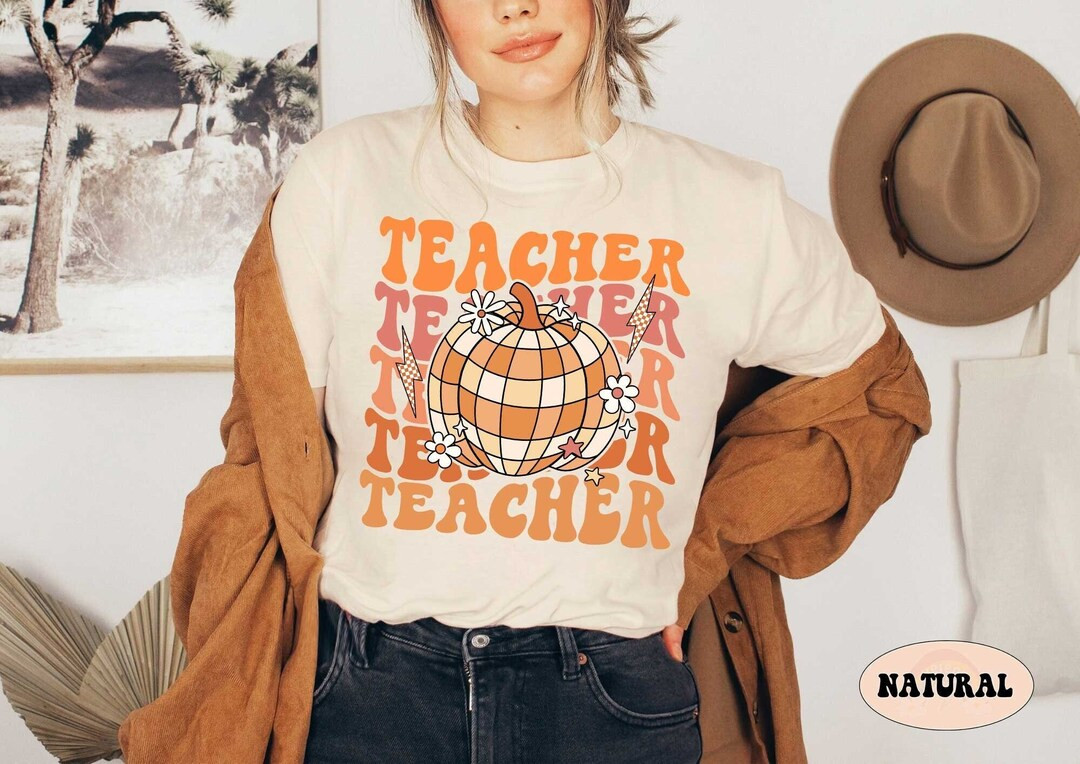 Teacher Shirt, Retro Fall Teacher Shirt, Fall Vibes Teacher Shirt, Pumpkin Teacher Shirt, Back to... | Etsy (US)