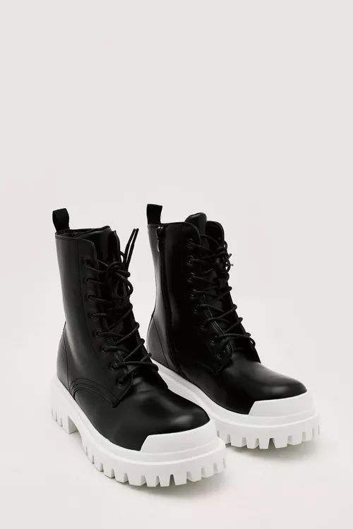 Contrast Sole Lace Up Hiker Boots | Nasty Gal (US)