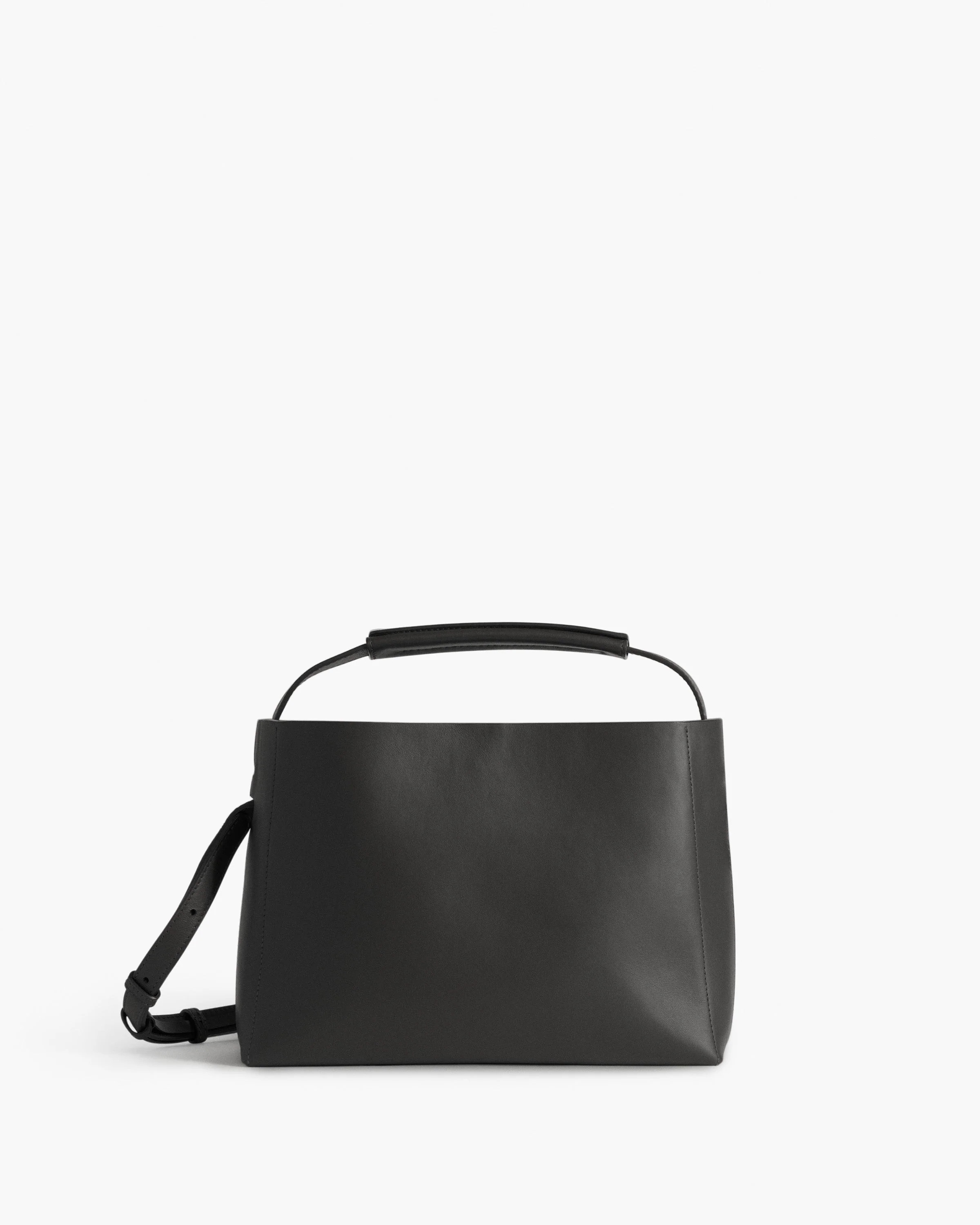 Hedda Midi Handbag Leather Black Bag | Flattered