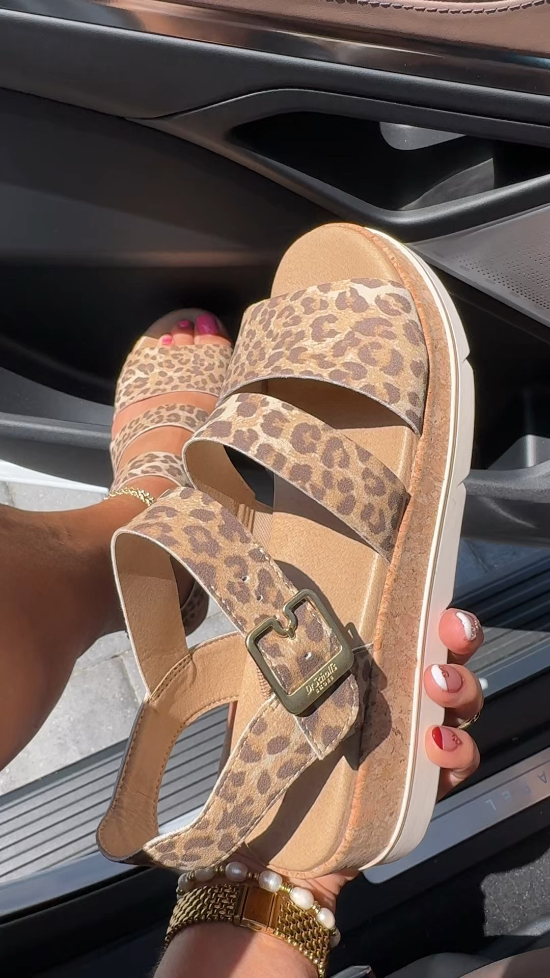 The cutest little leopard sandals by Dr. Scholl’s. #drscholls #sandals #summershoes