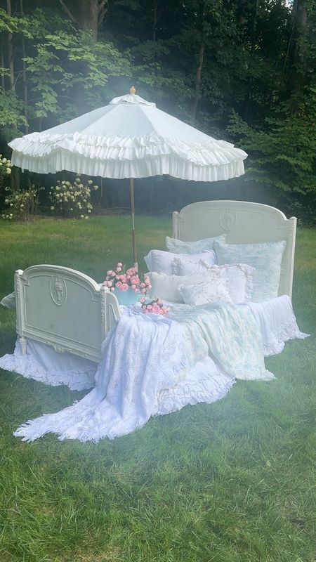 Relax! Don’t be afraid to use white fabric outdoors! Our quick-dry polyester fabric is mildew-resistant and cleans up with ease. Visit our website to shop our ruffled hammock, umbrella, and outdoor pillows. 
.
#frenchcountry #etsy #shabbychic #gardendecor #patio #patioumbrella

#LTKhome #LTKGiftGuide #LTKSeasonal
