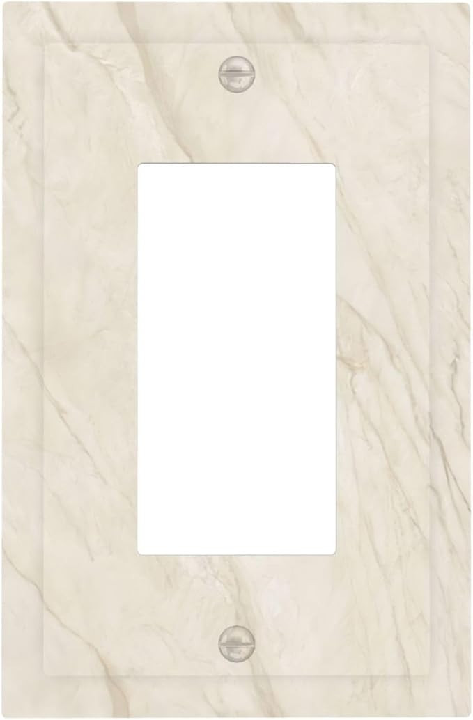 White Taupe Marble Abstract Luxury Decorative Outlet Covers 1 Gang Single Rocker Light Switch Cov... | Amazon (US)
