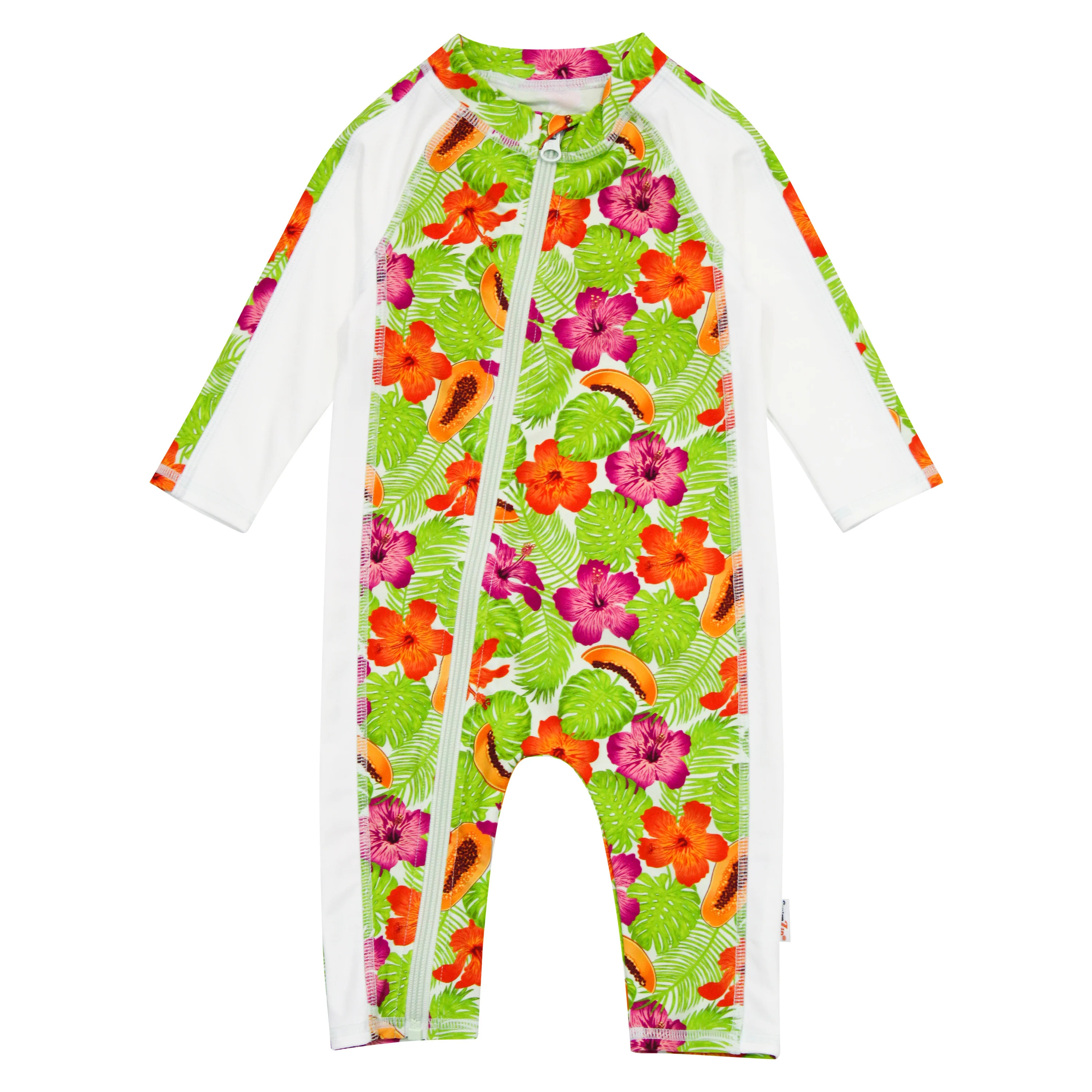 Sunsuit - Long Sleeve Romper Swimsuit | "Hibiscus" | SwimZip