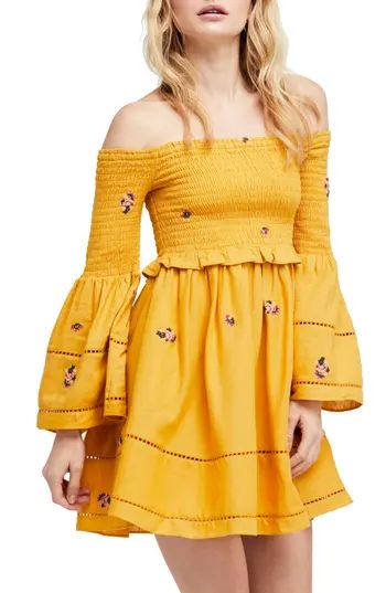 Women's Free People Counting Daisies Embroidered Off The Shoulder Dress | Nordstrom