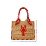 YAMB Lobster Pattern Woven Beach Bag, Women Mini Straw Woven Embroidery Handbag, Portable Natural... | Walmart (US)