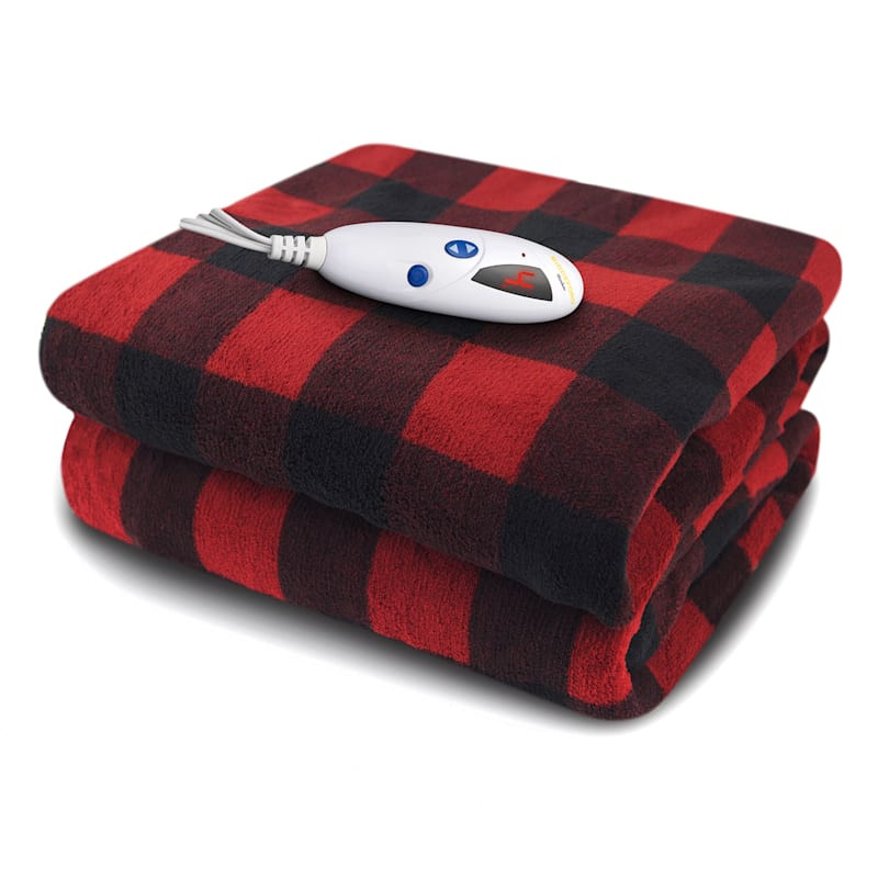 Red & Black Buffalo Plaid Electric Throw Blanket, 50x60 | At Home