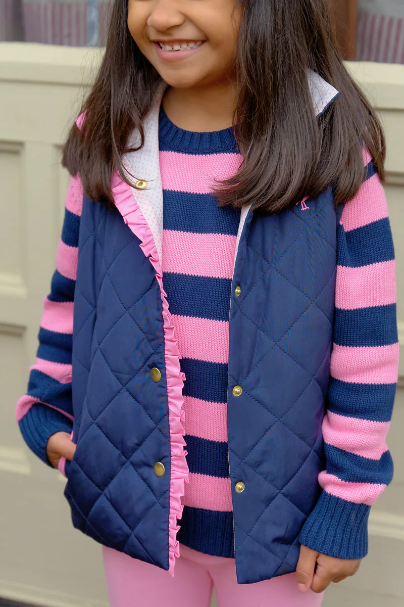 Vaughn Vest - Nantucket Navy with Hamptons Hot Pink Micro Dot | The Beaufort Bonnet Company