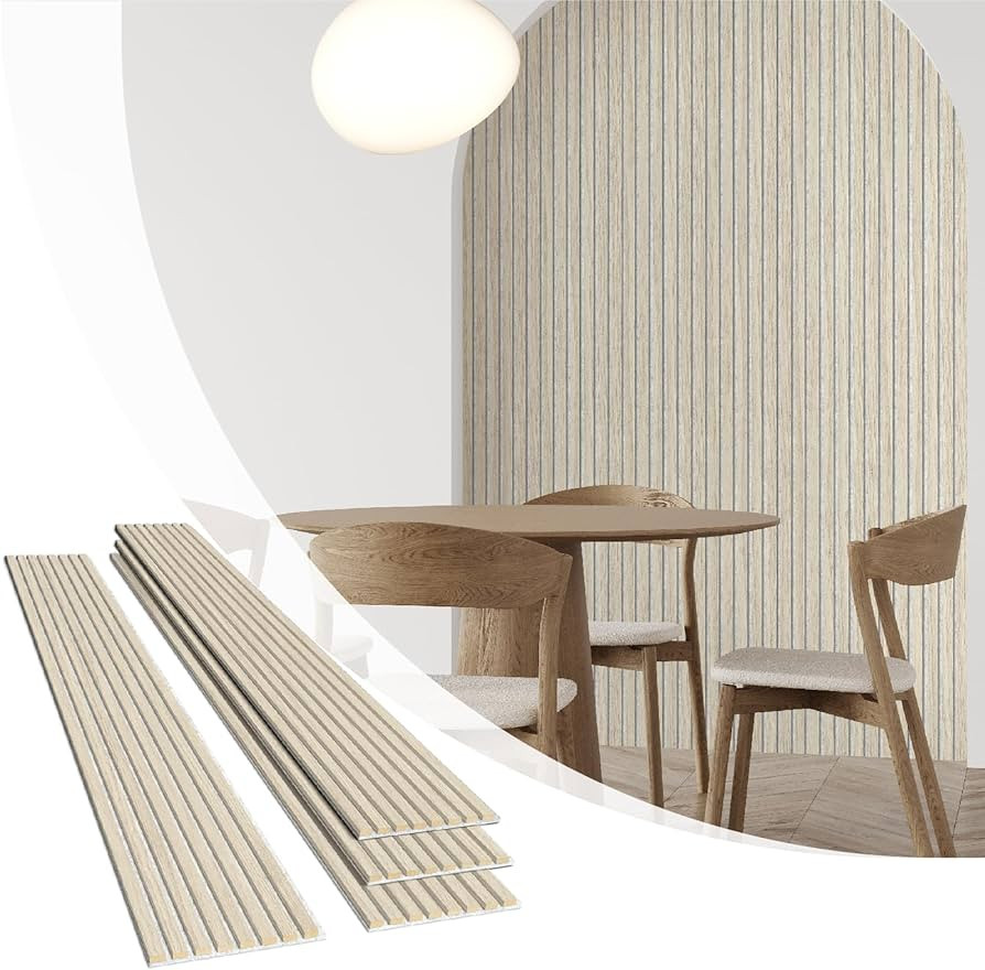 Olanglab Wood Slat Wall Panels 4 Pack, Wooden Acoustic Wall Panels, 94.5"x12.6" Each 3D Wall Pane... | Amazon (US)