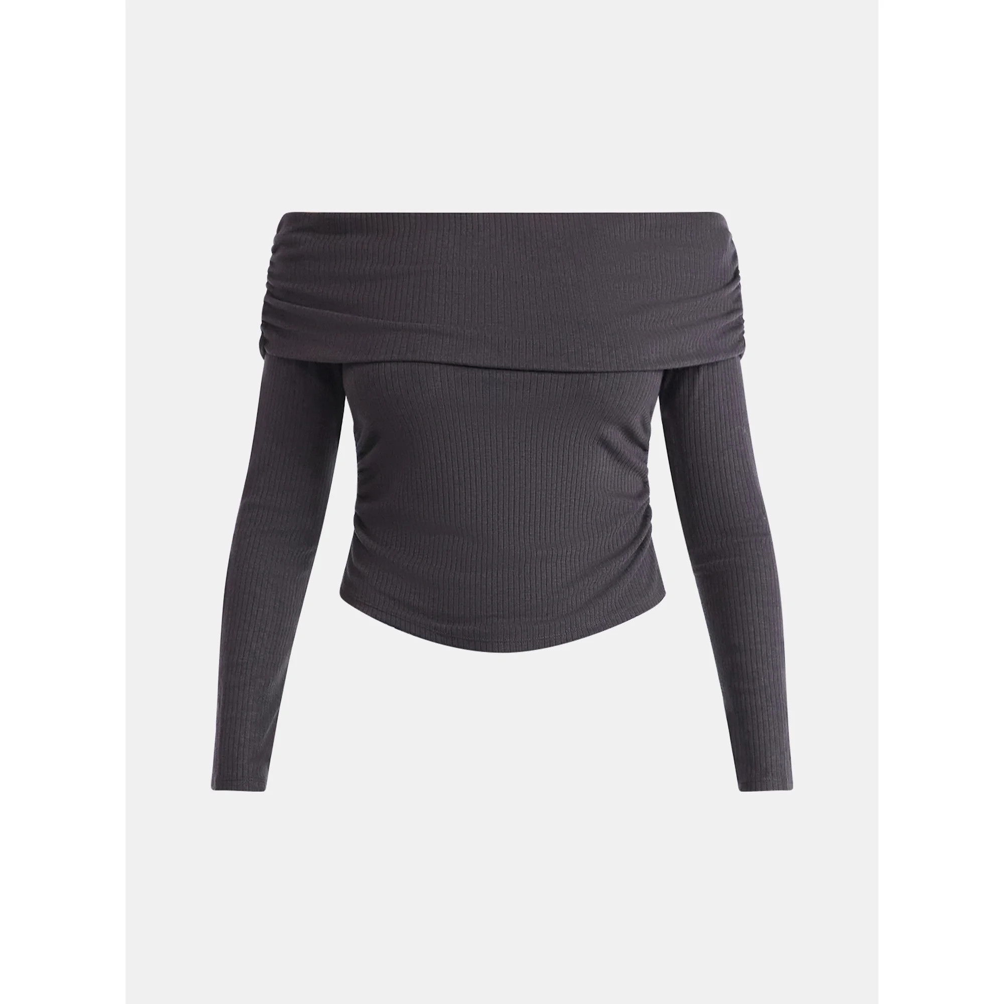 No Boundaries Off The Shoulder Top with Long Sleeves, Women’s - Walmart.com | Walmart (US)