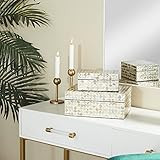 Deco 79 Mother of Pearl Geometric Handmade Box with Hinged Lid, Set of 2 12", 8"W, Cream | Amazon (US)