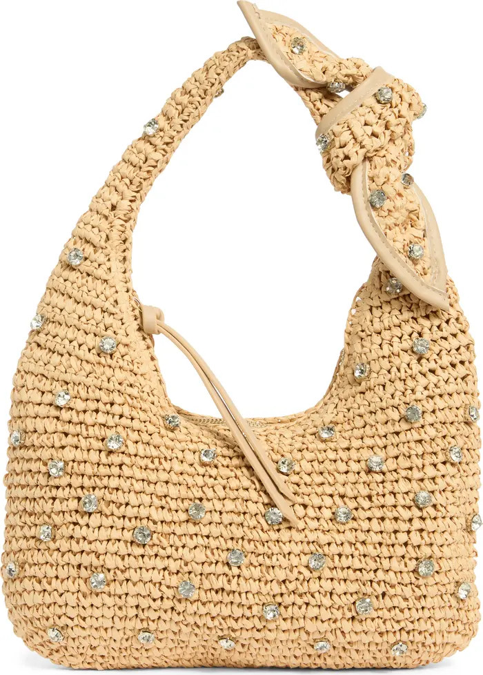 URBAN EXPRESSIONS HANDBAGS Jessa Crystal Embellished Raffia Shoulder Bag | Nordstromrack | Nordstrom Rack