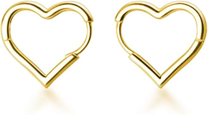 SLUYNZ 925 Sterling Silver 1.6CM Heart Hoop Earrings for Women Teen Girls Minimalist Hoop Earring... | Amazon (US)
