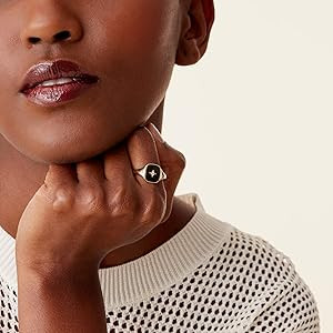 PAVOI 14K Gold Plated Engraved Signet Ring with North Star | Lightweight Thick Statement Rings fo... | Amazon (US)