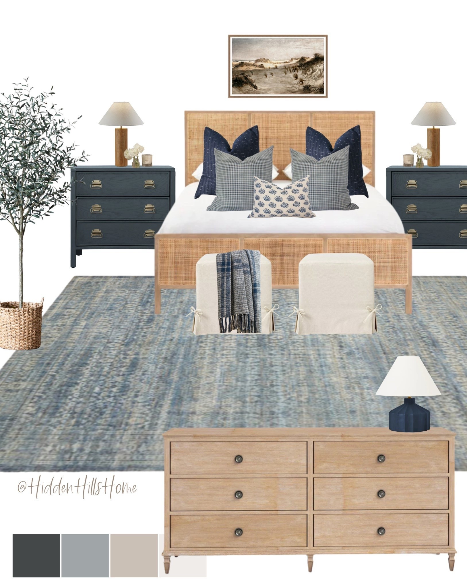 Master bedroom decor mood board, bedroom design ideas, cozy bedroom decor, cane bed, home decor, bedroom inspiration, bedding, nightstands, bedroom rug, bedroom refresh #bedroom

#LTKHome #LTKSaleAlert #LTKSeasonal