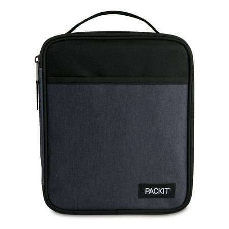 PackIt Freezable, Reusable Upright Lunch Box, Charcoal and Black | Walmart (US)