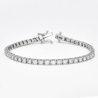 Natural Diamond Bracelet, 18 Kt White Gold Single Row Tennis Gift For Her, Simple Elegant Women's Bracelet | Etsy (US)